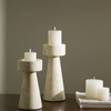 Faux Travertine Stone Candle Holder Decor Modern Home Accent