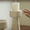 Faux Travertine Stone Candle Holder Decor Modern Home Accent
