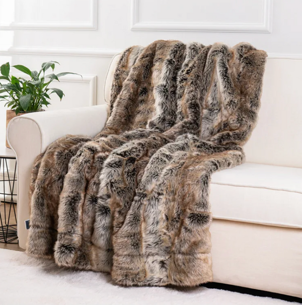 Luxury Mink Faux Fur Throw Blanket Soft Warm Cozy Living Room Decor