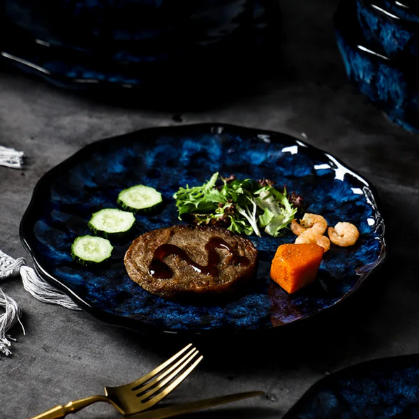 Blue Nebula 10 Piece Celestial Dinner Set Elegant Home Tableware