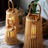 Natural Bamboo Flameless Candle Holder With Realistic Flickering Light