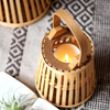 Natural Bamboo Flameless Candle Holder With Realistic Flickering Light