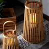 Natural Bamboo Flameless Candle Holder With Realistic Flickering Light