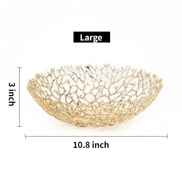 Elegant Metal Coral Decorative Bowl For Ocean Inspired Table Centerpiece
