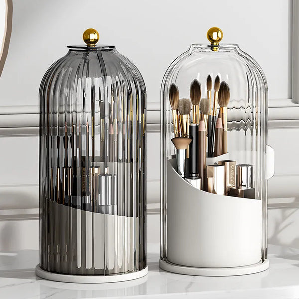 Rotating Acrylic Vanity Makeup Organizer With Dustproof Lid