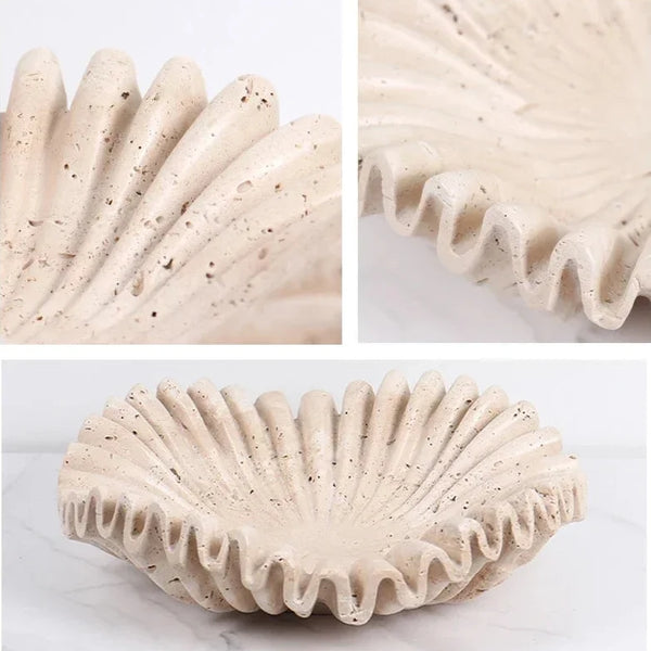 Organic Faux Travertine Sculptural Centerpiece For Modern Home Decor