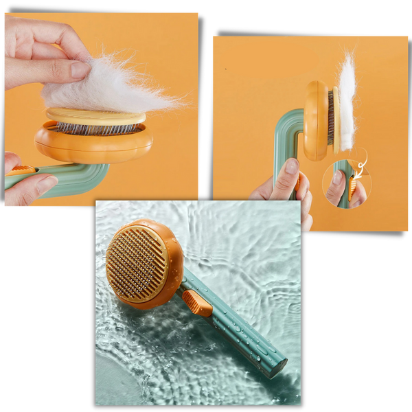 Pumpkin Shaped Self Cleaning Pet Grooming Brush With Pain Free Bristles