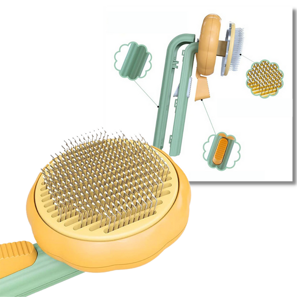 Pumpkin Shaped Self Cleaning Pet Grooming Brush With Pain Free Bristles