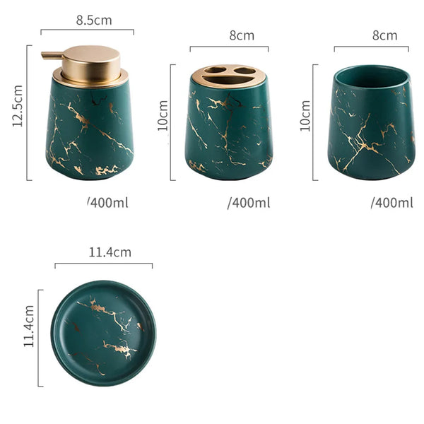 Nordic Marble Four Piece Bathroom Luxury Accessory Set