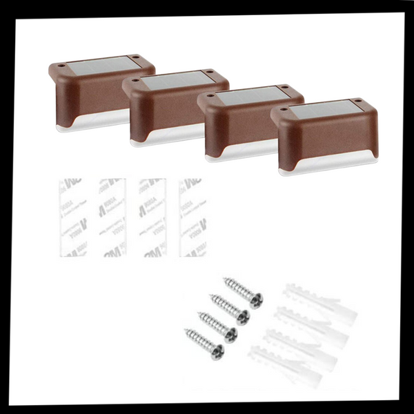 Solar Step Lights 4 Pack Warm Weatherproof Stair Illumination
