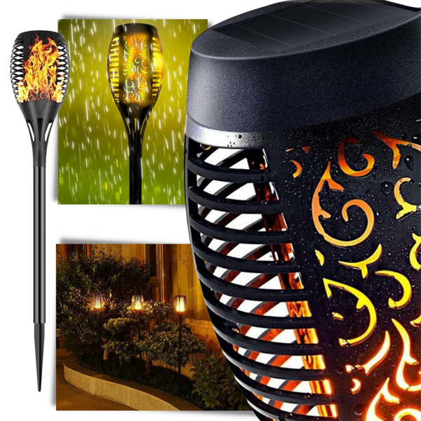 Solar LED Torch Light With Realistic Flickering Flame Effect