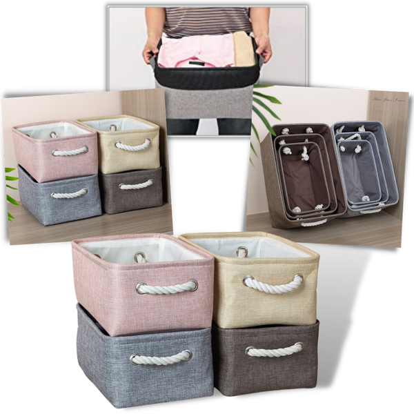 Premium Linen Storage Basket With Durable Rope Handles Stackable