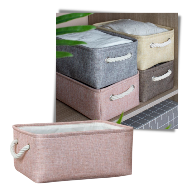 Premium Linen Storage Basket With Durable Rope Handles Stackable