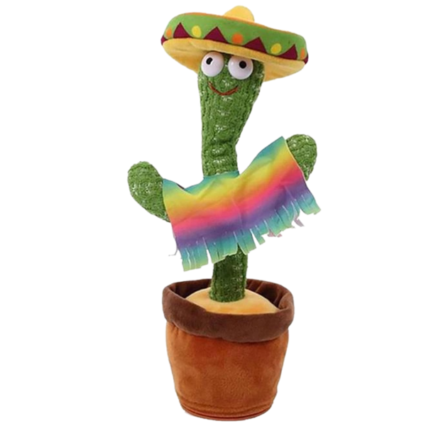 Interactive Plush Cactus Parrot Toy With Voice Recording And 360 Turning