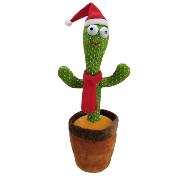 Interactive Plush Cactus Parrot Toy With Voice Recording And 360 Turning