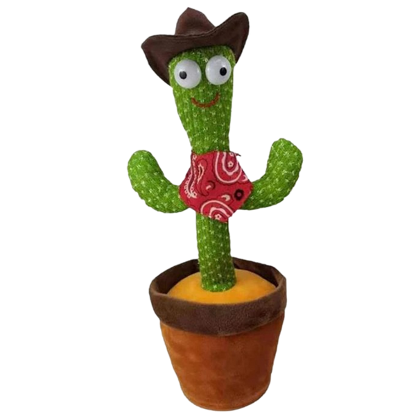 Interactive Plush Cactus Parrot Toy With Voice Recording And 360 Turning