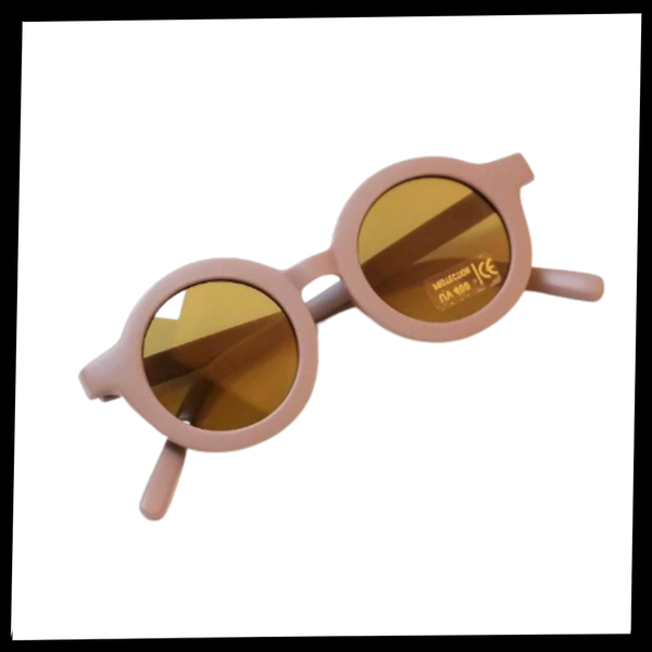 UV400 Kids Round Sunglasses for Ages 1 to 5 with Vintage Frames