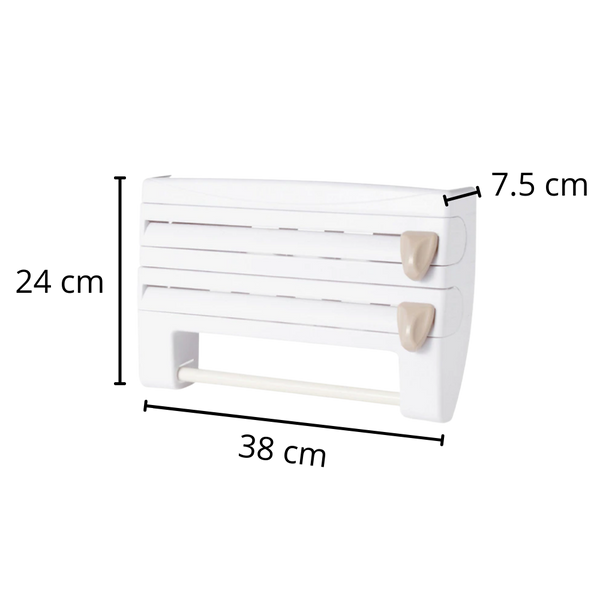 All-In-One Wall Mounted Kitchen Organizer For Paper Towels Foil And Wrap