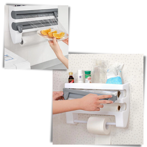 All-In-One Wall Mounted Kitchen Organizer For Paper Towels Foil And Wrap