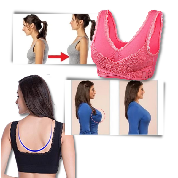 Posture-Boosting Seamless Wireless Lace Push-Up Bra