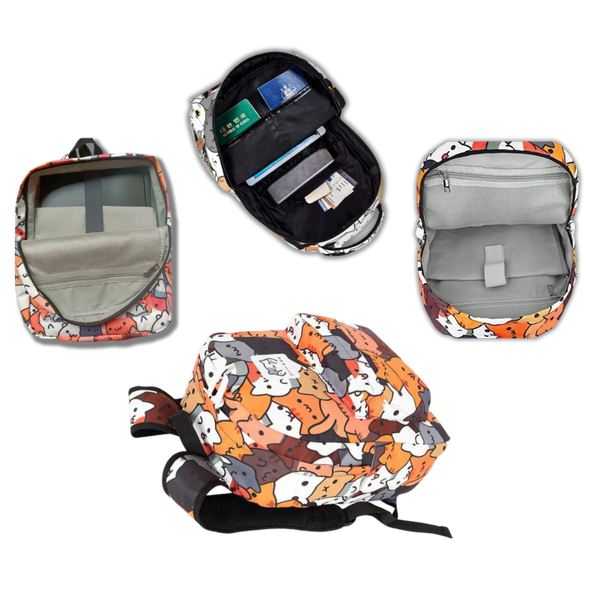 Chic Cat Inspired Daypack With Ample Room And Locking Zippers