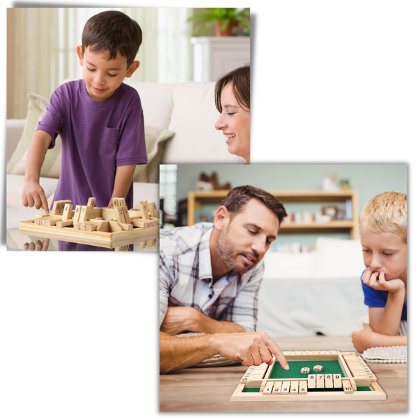 Wooden Dice Game for Learning Math and Family Fun Activities