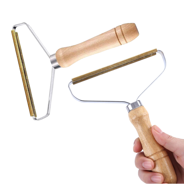 Wooden Handle Pet Hair And Lint Remover With Copper Head For Clothes