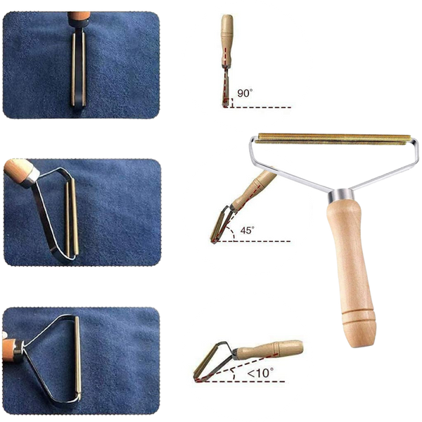 Wooden Handle Pet Hair And Lint Remover With Copper Head For Clothes