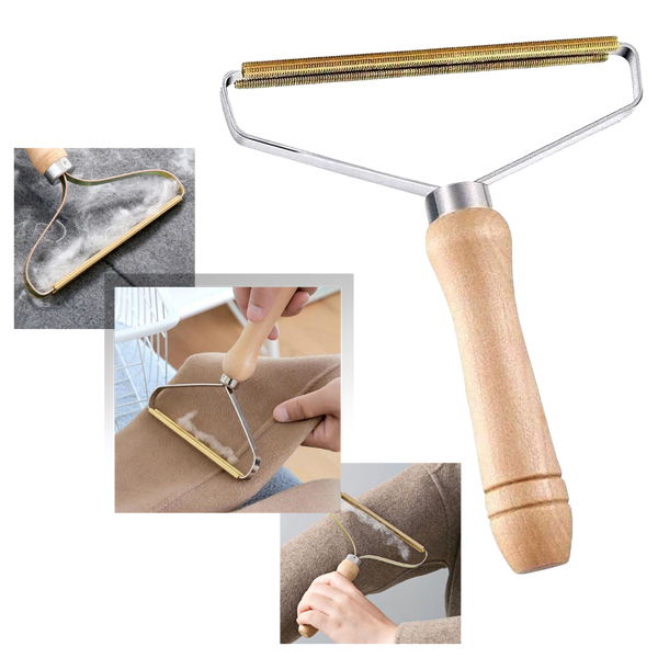 Wooden Handle Pet Hair And Lint Remover With Copper Head For Clothes