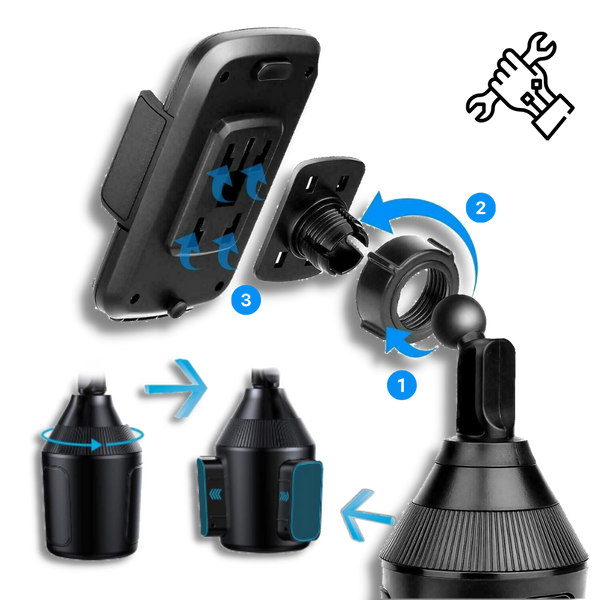 Premium 360 Degree Gooseneck Cup Holder Phone Mount For Hands Free Driving