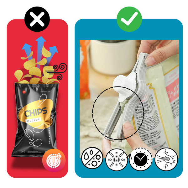 Airtight Chip Bag Clips for Fresh Snacks with Mess Free Dispensing