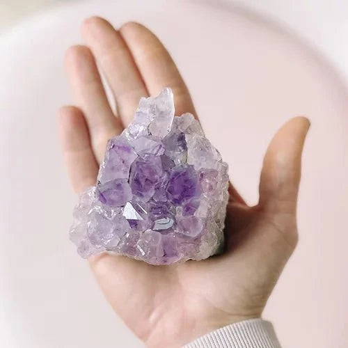 Genuine Amethyst Crystal Cluster Natural Stone Home Decor Accent