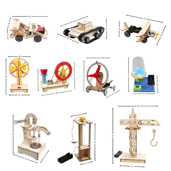 Wooden STEM Construction Kit for Kids Learn by Assembling Ten Models