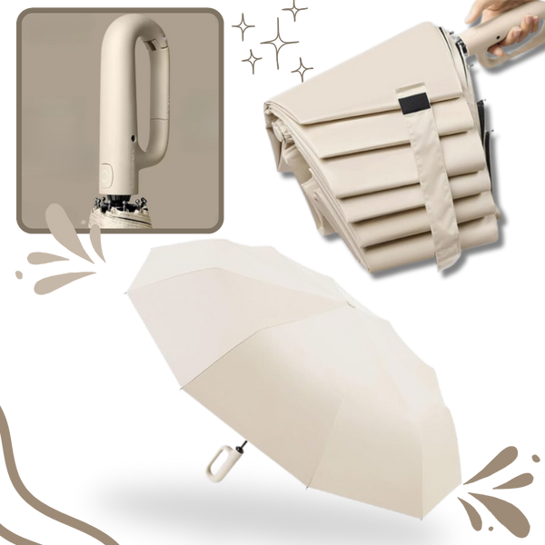 Wind Resistant Automatic Lock Umbrella With Ergonomic Handle