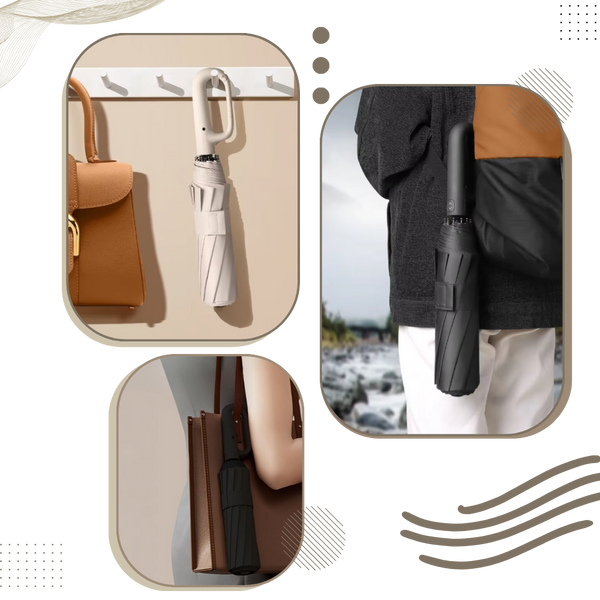 Wind Resistant Automatic Lock Umbrella With Ergonomic Handle