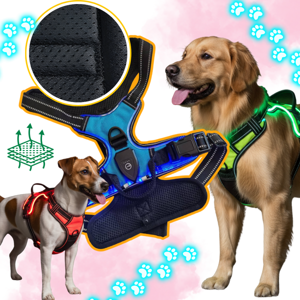 Light Up Dog Harness With Night Visibility And 3 LED Modes