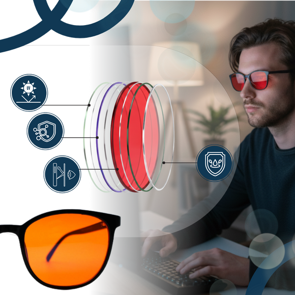 Red Tint Blue Light Blocking Glasses for Sleep and Focus