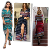 Boho V Neck Maxi Dress With Ethnic Charm And Flowy Silhouette