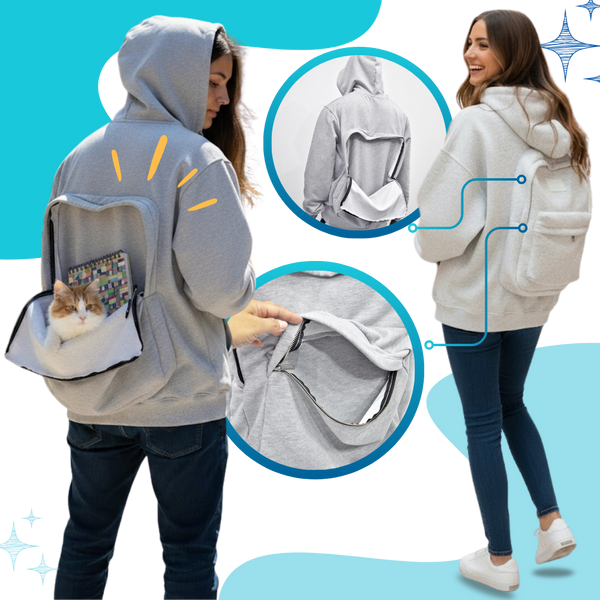 Premium Utility Hoodie With Integrated Backpack Panel For Hands Free Carry