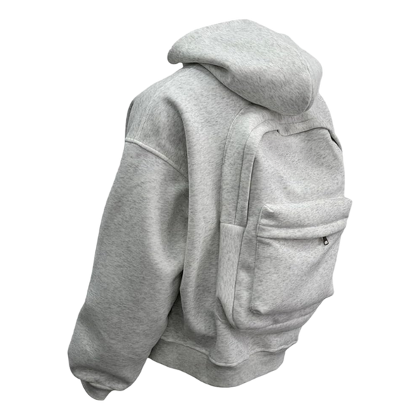 Premium Utility Hoodie With Integrated Backpack Panel For Hands Free Carry