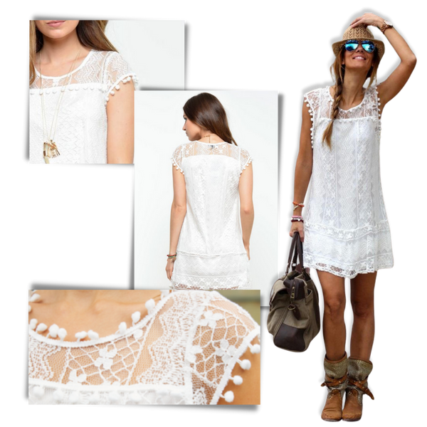 Boho Lace Mini Dress With Soft Breathable Cotton For All Day Wear