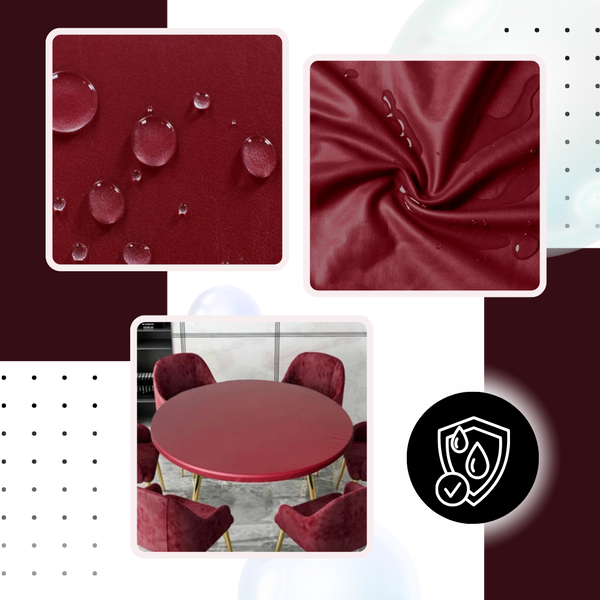Lux Waterproof Leather Tablecloth With Elastic Fit Wrinkle Free