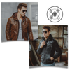 All Weather Brown Leather Motorcycle Jacket With Hood And Adjustable Fit