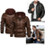 All Weather Brown Leather Motorcycle Jacket With Hood And Adjustable Fit