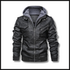 All Weather Brown Leather Motorcycle Jacket With Hood And Adjustable Fit
