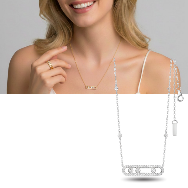 Three Stone Zircon Necklace With Timeless Shine And Free Movement