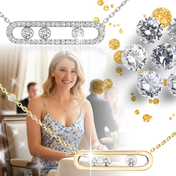 Three Stone Zircon Necklace With Timeless Shine And Free Movement