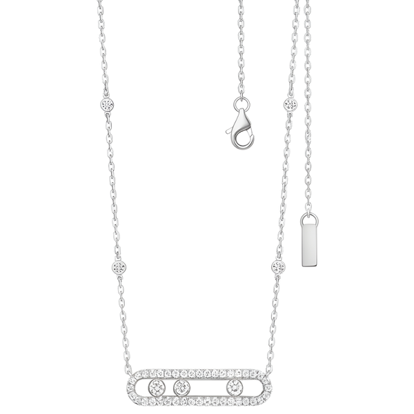 Three Stone Zircon Necklace With Timeless Shine And Free Movement
