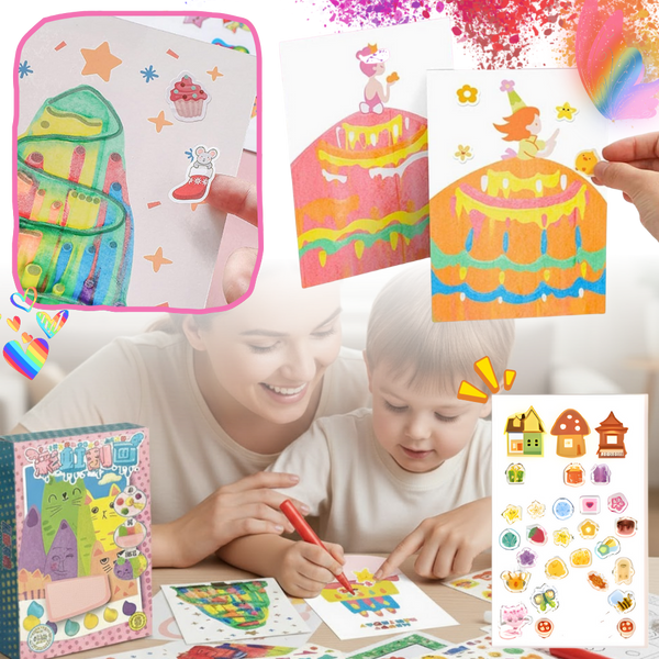 Mess Free Colorful Squeegee Art Kit With Postcards For Kids