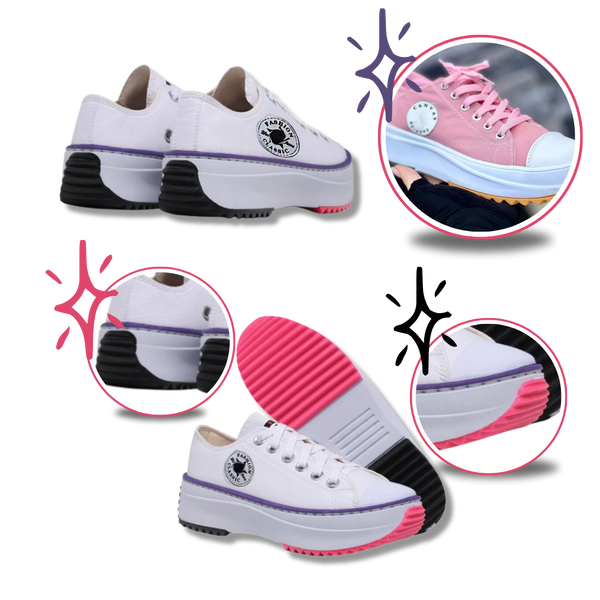 Breathable Canvas Platform Sneaker With Slip Resistant Comfort